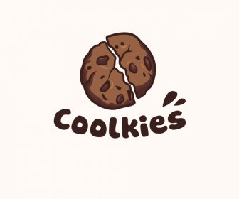 Cookies Logo Plantilla Plana Decoración Retro Roto Boceto