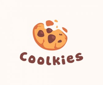 Templat Logo Cookie Sketsa Retro Datar