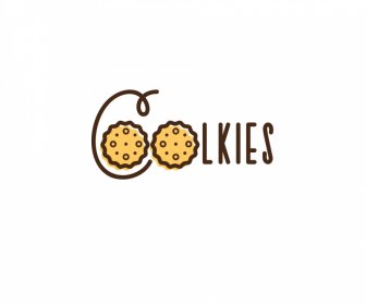 Шаблон логотипа печенья, стилизованный под плоский классический дизайн