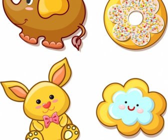 Cookies Templates Elephant Bunny Cloud Icons Decor