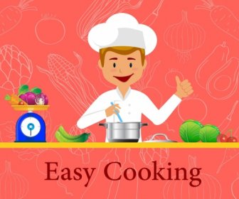 Koch Ausbildung Werbung Männlichen Kochen Zutaten Ornament