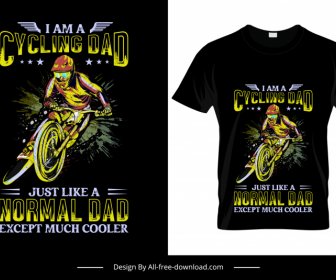 cool cycling dad tshirt template dynamic cartoon dark design