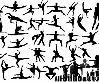 Cool Set Of Dancing People Silhouettes