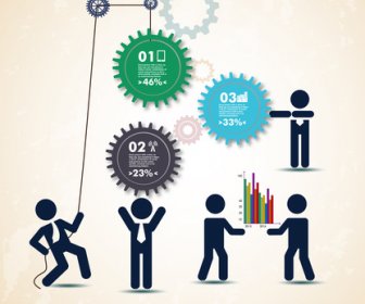 Coporate Infographic Design With Gears And Human Illustration