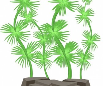 коралловая роспись зеленых деревьев икона декор
