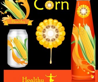 Soku Kukurydzianego Reklama Kolorowa Butelka Może Owoce Ozdoba