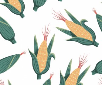 Corn Pattern Colored Classic Flat Repeating Design