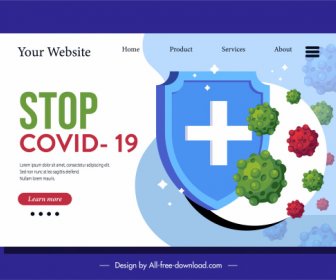 Corona Epidemic Webpage Banner Medical Shield Viruses Sketch