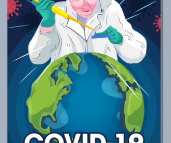 Corona Virus Banner Earth Chemist Doctor Sketch