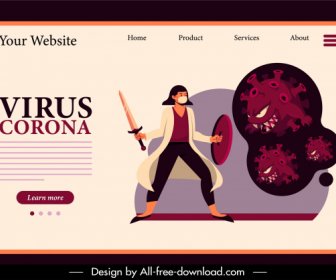 Corona Virus Web Template Fighter Bacterium Icons Sketch