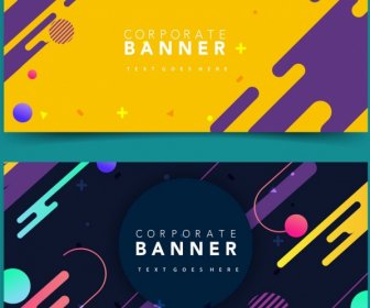 Corporate Banner Sets Colorful Abstract Geometric Decor