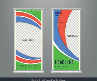 Corporate Banner Template Colorful Abstract Checkered Curves Decor