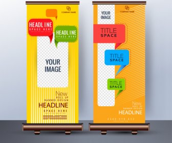 Corporate Banner Template Colorful Decor Standee Shape