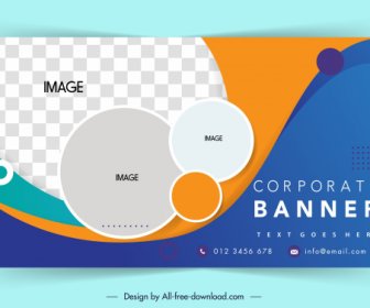 Corporate Banner Template Colorful Flat Curves Circles Decor