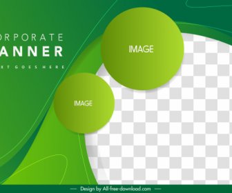 Corporate Banner Template Green Circles Black White Checkered