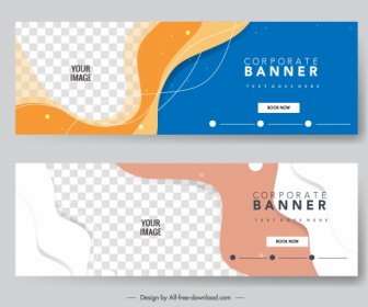 Corporate Banner Templates Abstract Curves Checkered Decor