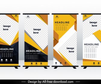 Perusahaan Banner Template Kotak-kotak Dekorasi Menggulung Bentuk