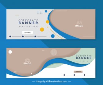 Corporate Banner Templates Colorful Abstract Curves Decor