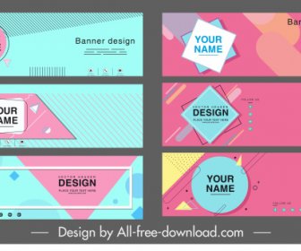 Banner Perusahaan Template Colorful Geometri Datar Desain Horisontal