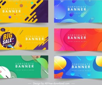Corporate Banner Templates Colorful Modern Abstract Decor