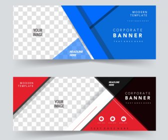 Corporate Banner Templates Colorful Modern Geometric Checkered Decor