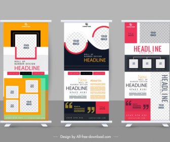 Corporate Banner Templates Colorful Vertical Modern Abstract Decor