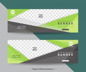 Corporate Banner Vorlagen Geometrisch Kariertes Dekor Horizontales Design
