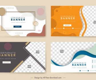 Corporate Banner Templates Modern Abstract Curves Geometric Decor