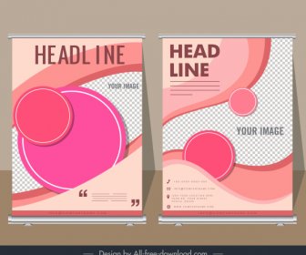 Perusahaan Spanduk Template Lingkaran Pink Kurva Dekorasi