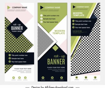 Corporate Banner Templates Roll Up Shape Checkered Decor