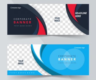Corporate Banners Templates Elegant Modern Checkered Curves Decor