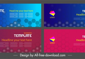 Corporate Banners Templates Modern Colored Flat Polygonal Decor