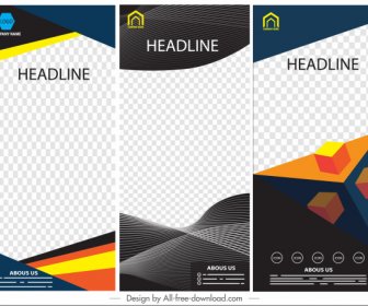 Corporate Banners Templates Modern Colorful Checkered Geometric Decor