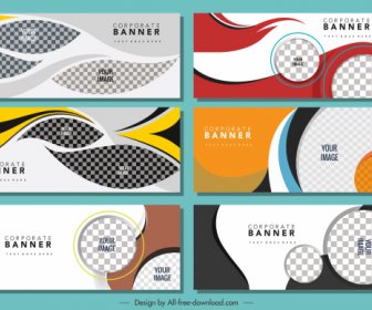 Corporate Banners Templates Modern Colorful Flat Checkered Decor