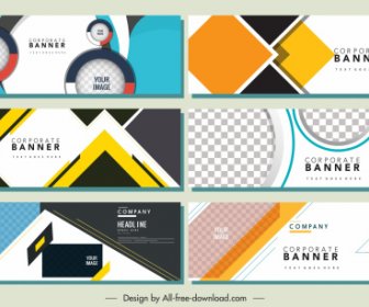 Corporate Banners Templates Modern Flat Colorful Geometric Decor
