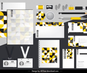 Corporate Brand Identity Sets Abstract Colorful Illusion Decor