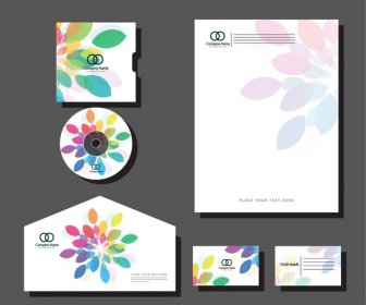 Corporate Branding Sets Colorful Petals Background Design