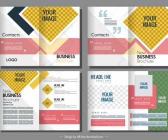 Corporate Brochure Templates Bright Colorful Design Checkered Decor