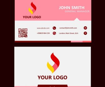 Business Card Perusahaan Desain Logotype Merah Muda Putih