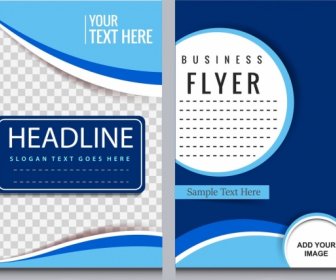 Corporate Flyer Template Blue Swirled Checkered Circles Decor