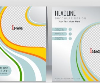 Corporate Flyer Template Checkered Curves Decoration