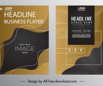 Corporate Flyer Template Dark Modern Abstract Curves Decor