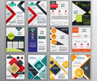 Corporate Flyer Templates Collection Colorful Modern Geometric Decor