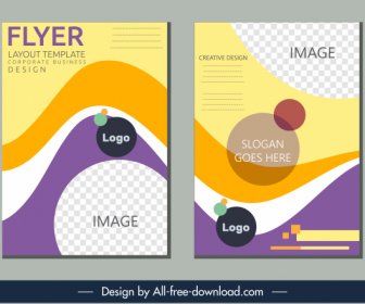 Corporate Flyer Templates Colorful Dynamic Curves Checkered Decor