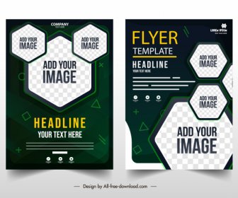 Corporate Flyer Templates Contrast Modern Checkered Polygonal Shapes
