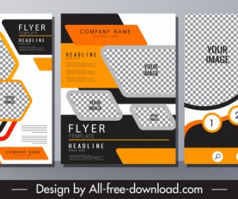 Corporate Flyer Templates Elegant Contrast Checkered Geometry Shapes