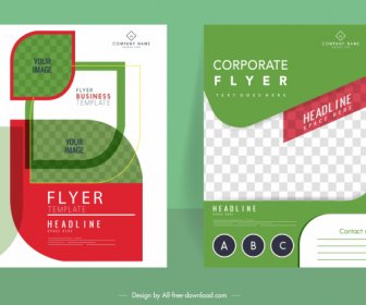 Corporate Flyer Templates Green Leaf Shape Checkered Decor