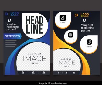 Corporate Flyer Templates Modern Dark Rounded Shapes Decor