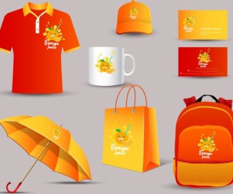 Unternehmensidentität Sammlung Orangensaft Dekoration