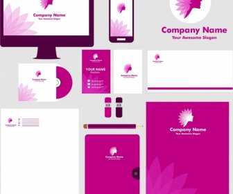 Corporate Identity Collection Violet Design Floral Icon